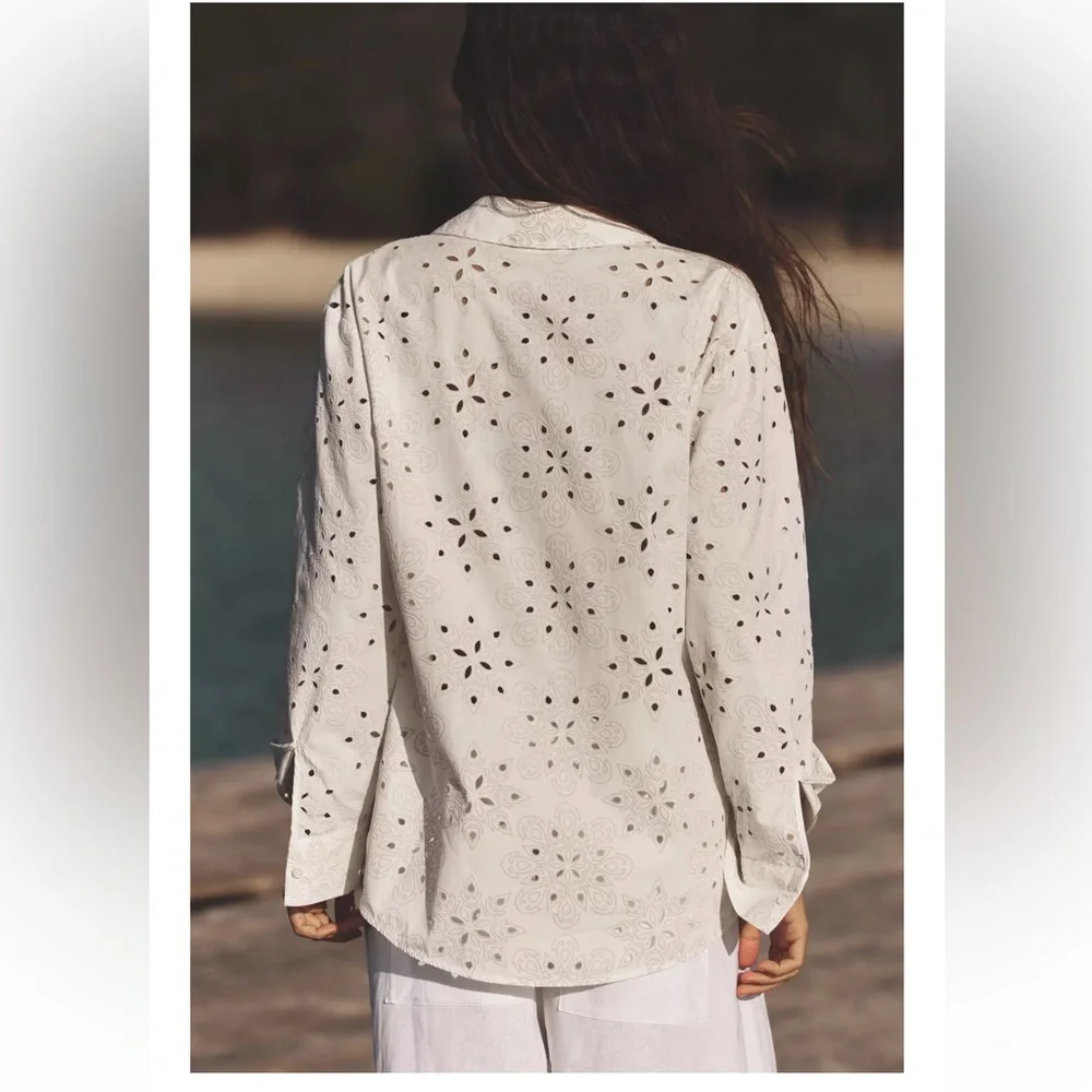 ZARA EMBROIDERED PERFORATED RUBBERIZED SHIRT - Picture 4 of 7